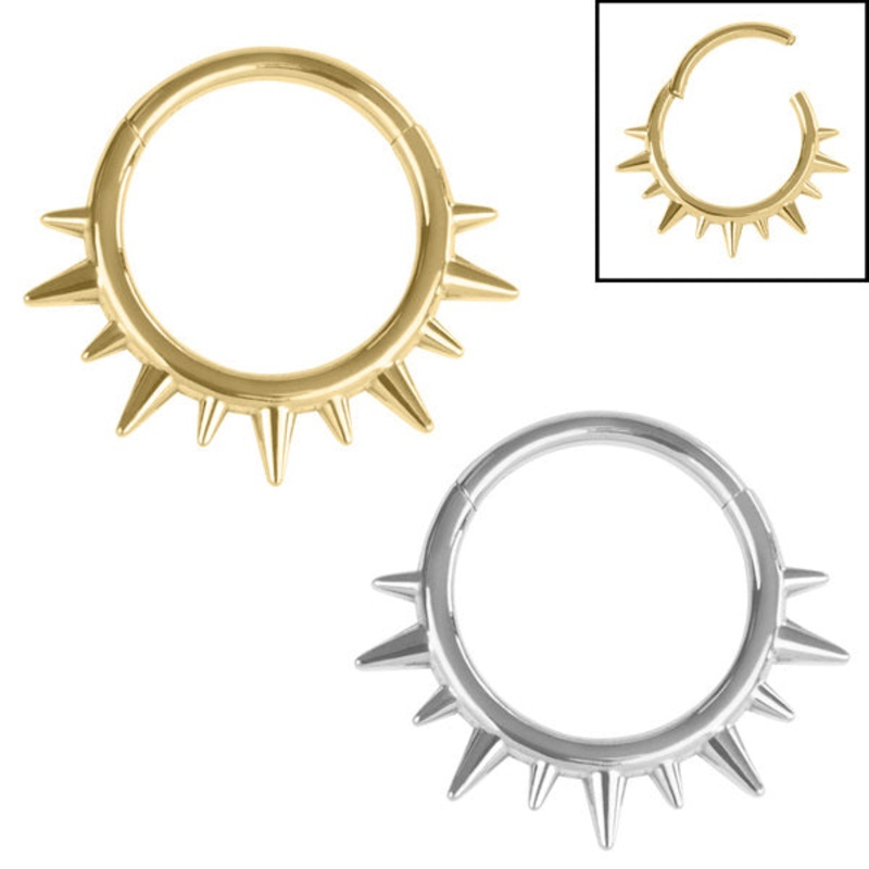 Titanium Punked Hinged Ring|1.2mm, 8mm, Titanium|1.2mm, 8mm, Gold Titanium|1.2mm, 10mm, Titanium|1.2mm, 10mm, Gold Titanium