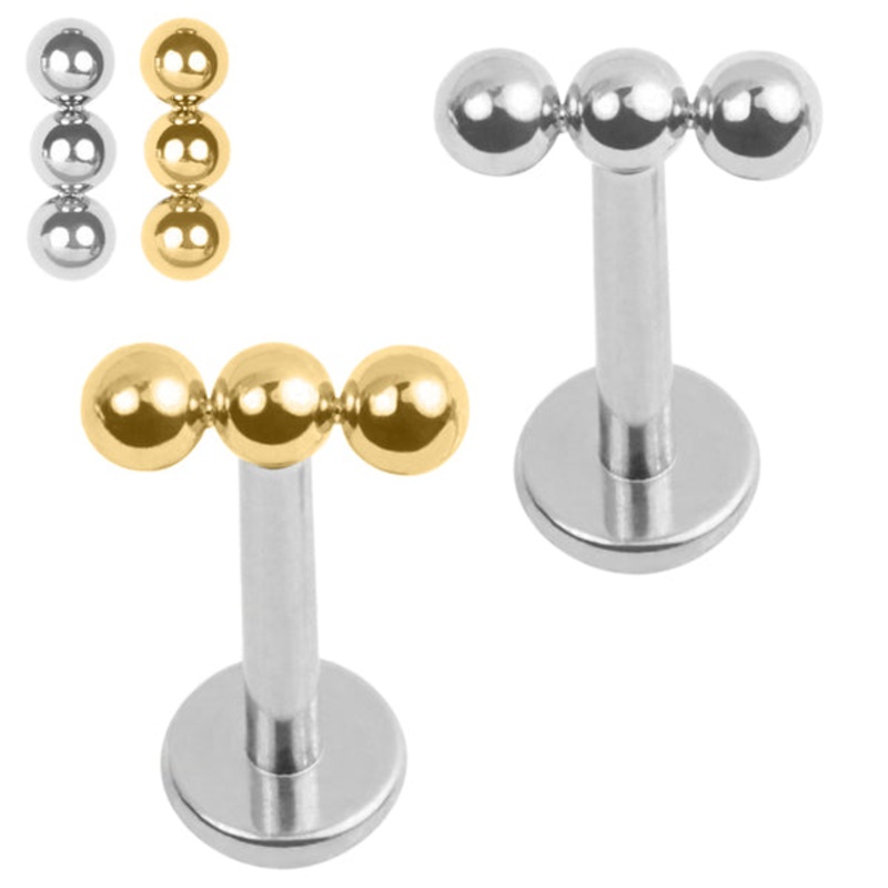 Titanium Internally Threaded Labrets 1.2mm - Titanium Asia Tri Ball
