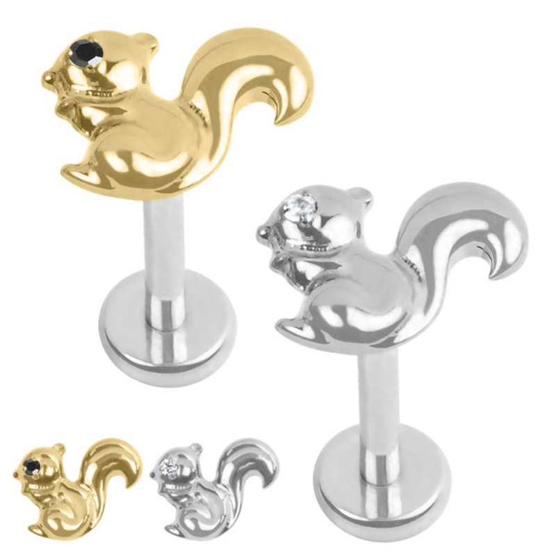 Titanium Internally Threaded Labrets 1.2mm - Titanium Jewelled Mr Nuts