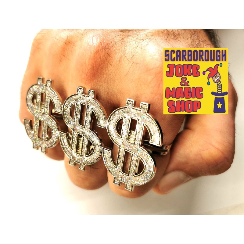 Dollar Sign Bling Ring - Knuckle Duster Style Ring