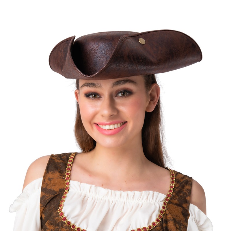 Distressed Pirate Hat - Brown Tricorne