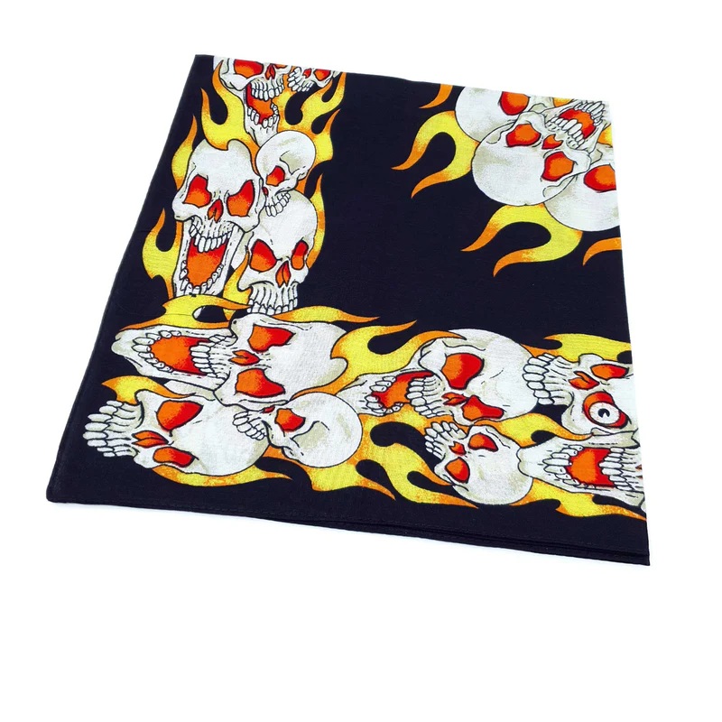 Flaming Skull Trio Bandana