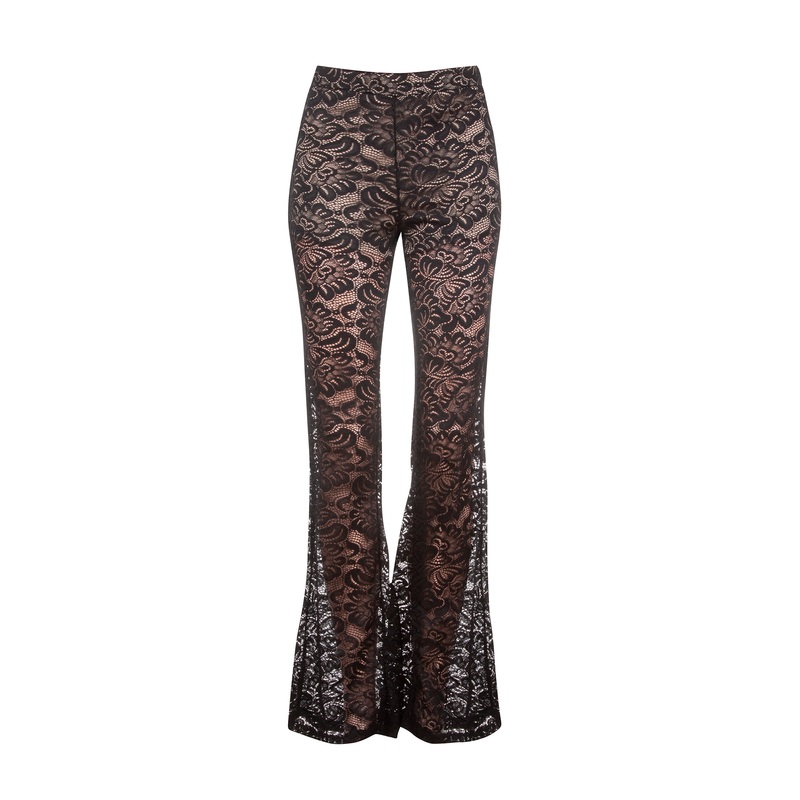 Black Lace Flared Bell Bottom Pants