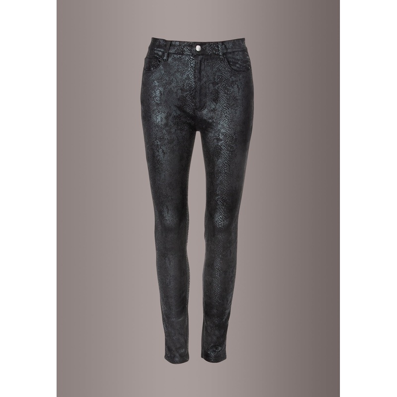 Slither Black Skinny Fit Faux Leather Snakeskin Pants