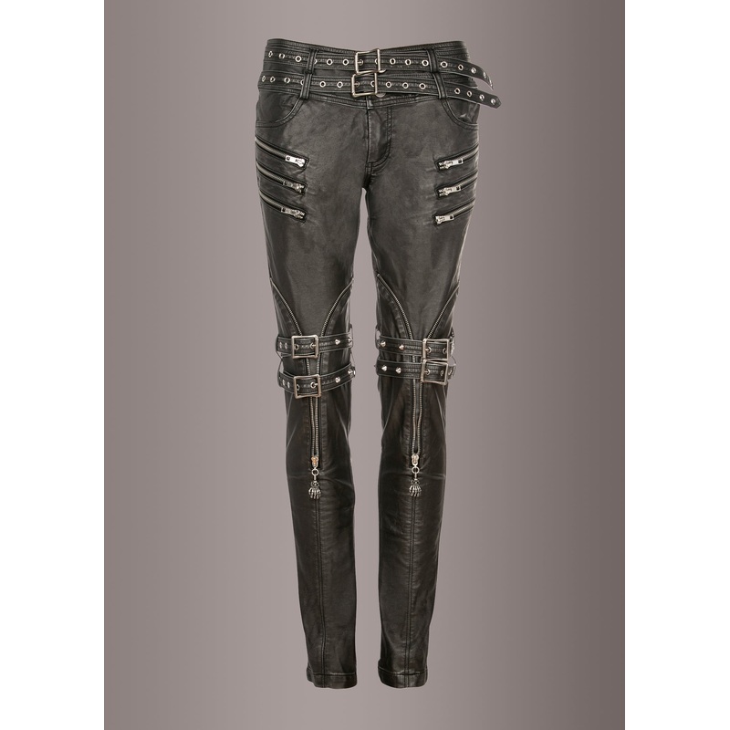 Statement Making Faux Leather Biker Pants with Studs