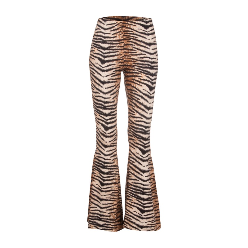 Wild Life Tiger Animal Print Flared Bell Bottom Pants