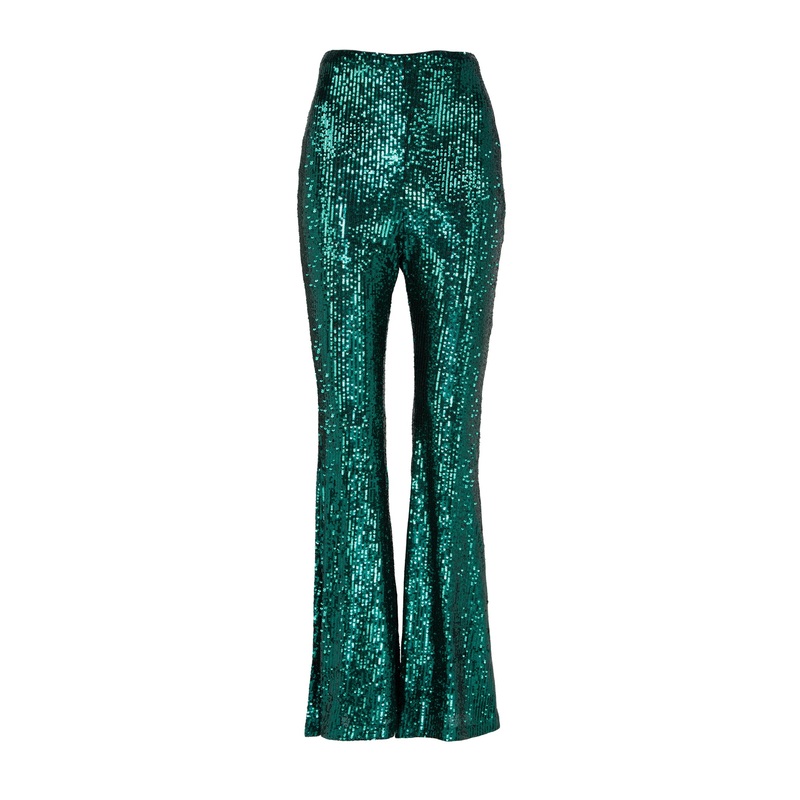 Ballroom Blitz Green Sequin Flare Pants Glitter Bell Bottoms