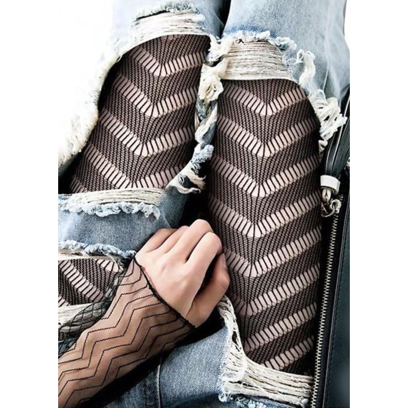 Chevron Patterned Fishnet Tights