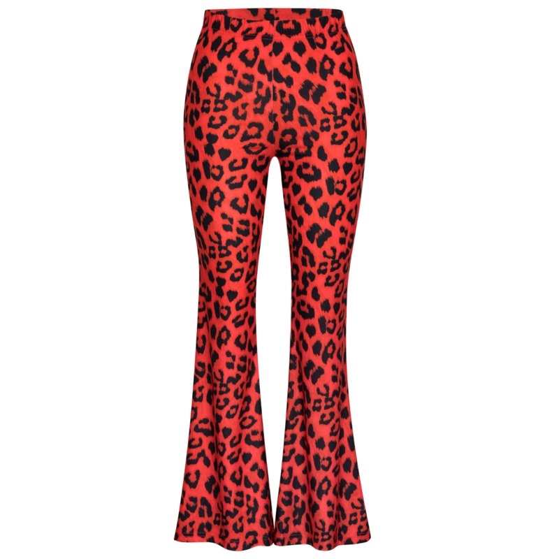 Red Leopard Animal Print Flare Pants Bell Bottoms