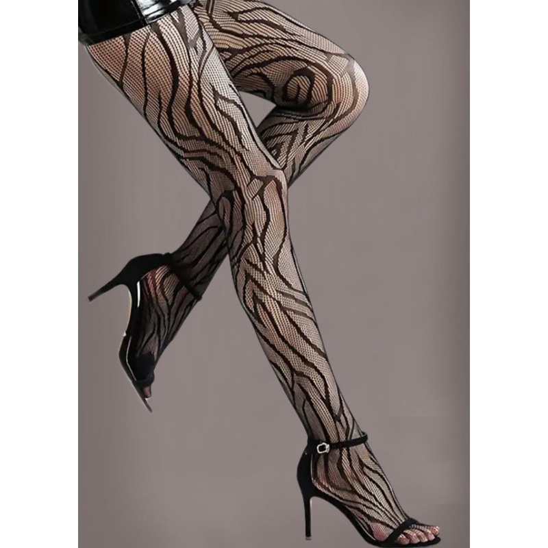 Zebra Pattern Fishnet Tights|Black