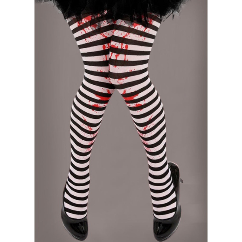 Black and White Striped Bloody Tights