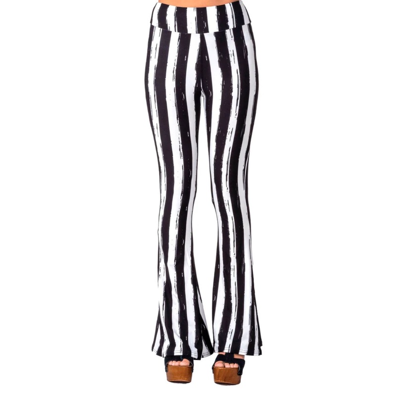 Black White Striped Hells Bells Flares