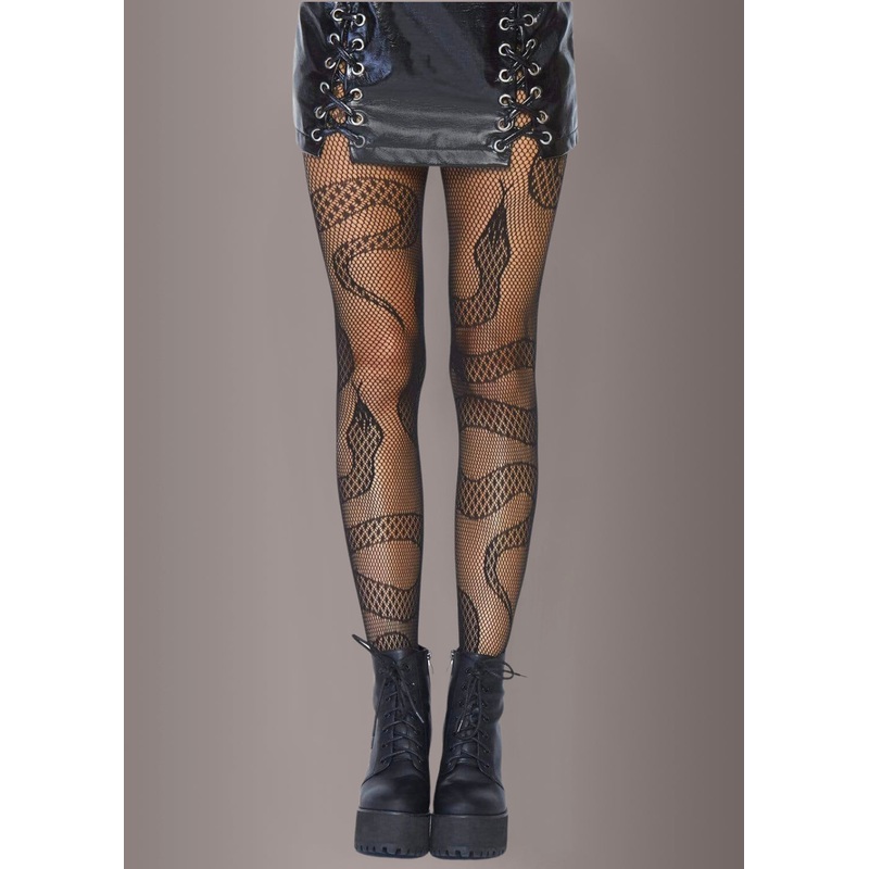 Slither Snake Fishnet Tights|Black