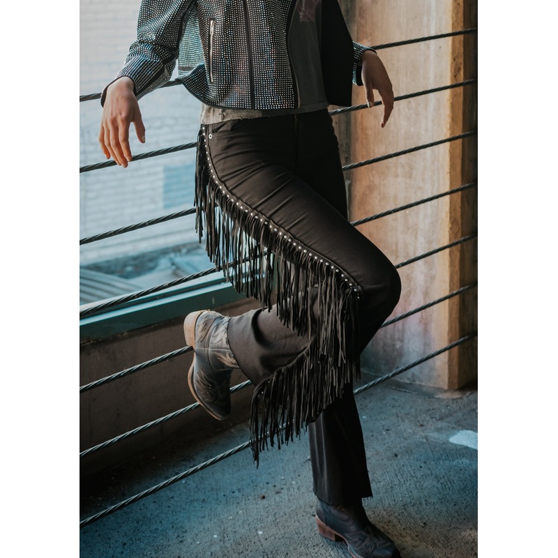 Texas Sun Bell Bottom jean in Black Denim