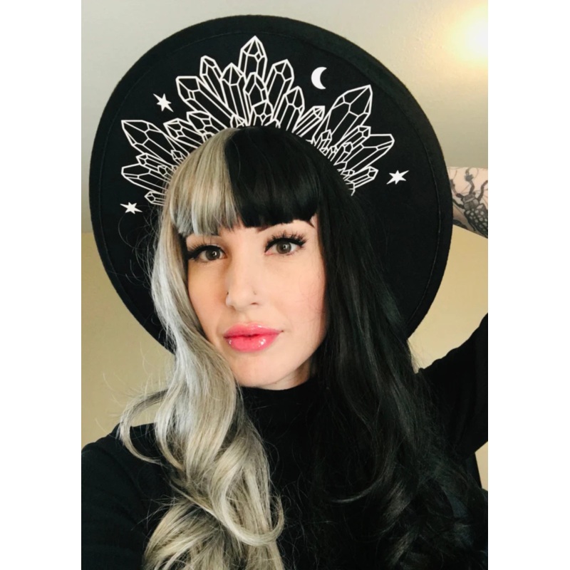 Vegan Felt Hat - XL Brim - Moonlight Crystals