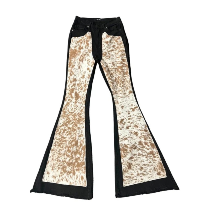 Wild Horses Brown Bell Bottom Horse Print Pants