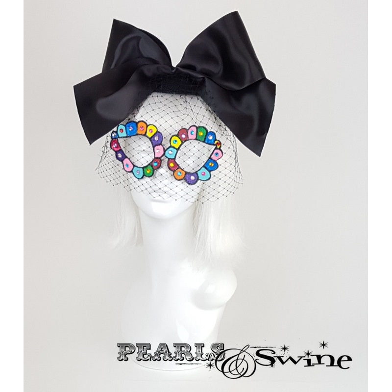 Black Veiled Mask Fascinator Mueca Muerta