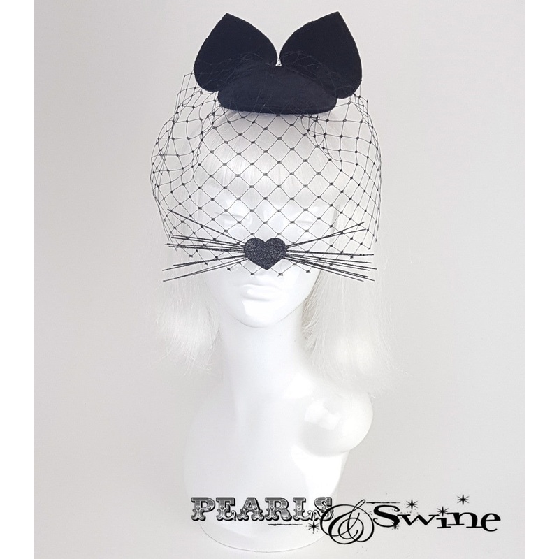 Cat Veiled Fascinator Le Chat Noir