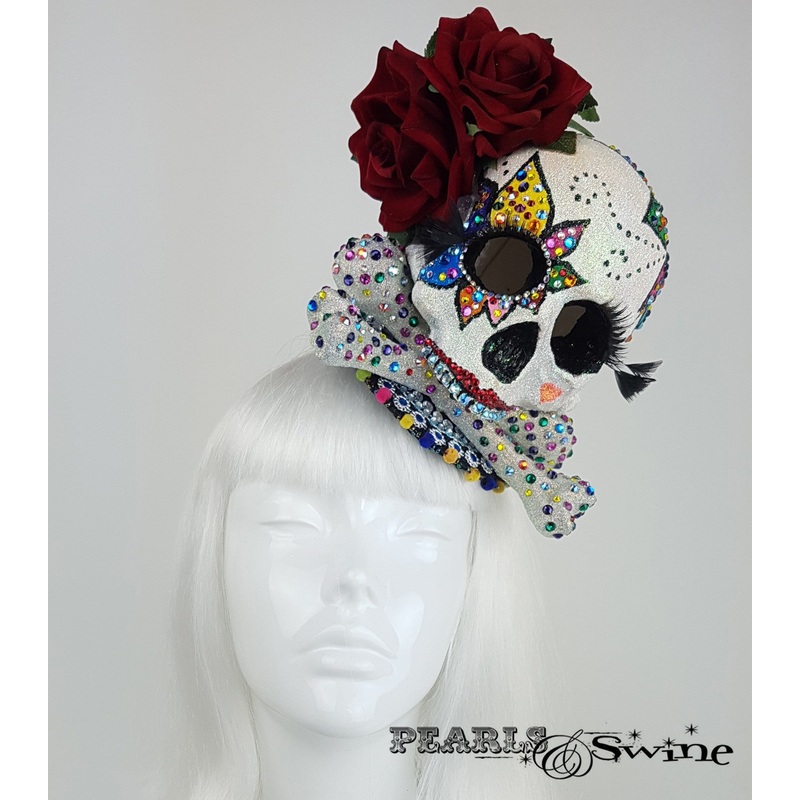 Day of the Dead Sugar Skull Fascinator Le Jour Des Morts