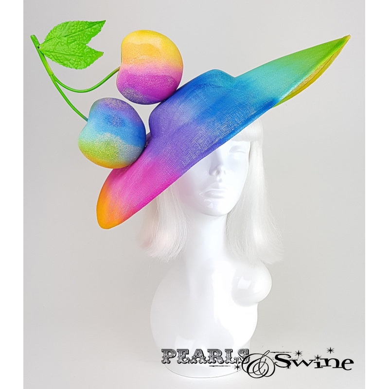 Giant Cherry Rainbow Ascot Hat  Fiert
