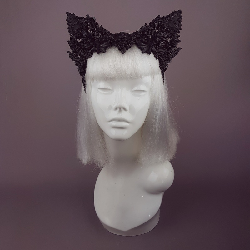 Keimu Black Filigree Cat Ear Headpiece