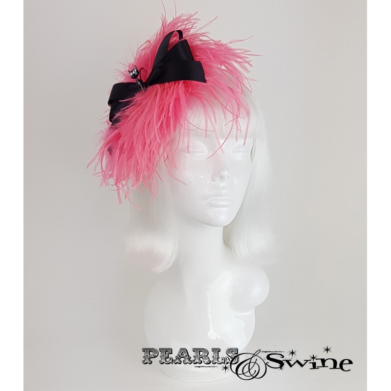 Power Puff Bow Feather Fascinator Vanity