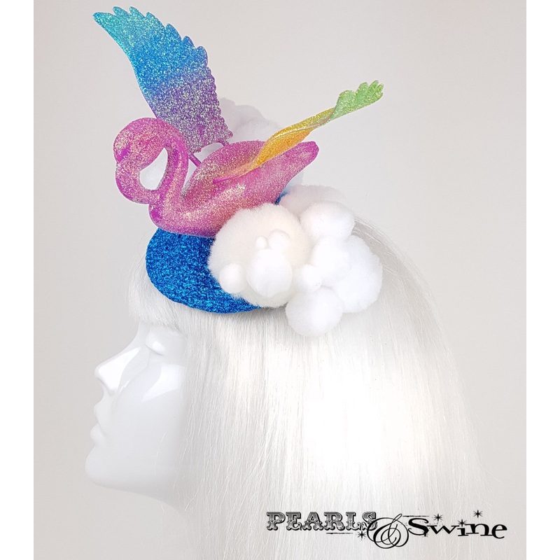 Rainbow Flamingo Glitter Fascinator Ultraterrena