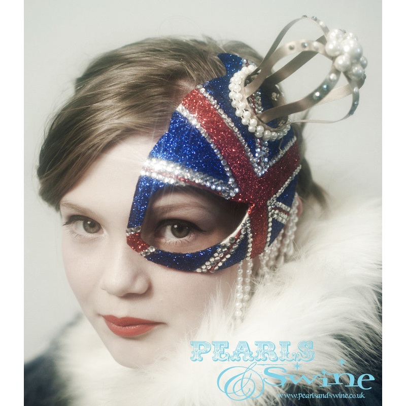 Union Jack half Mask Fascinator Regency