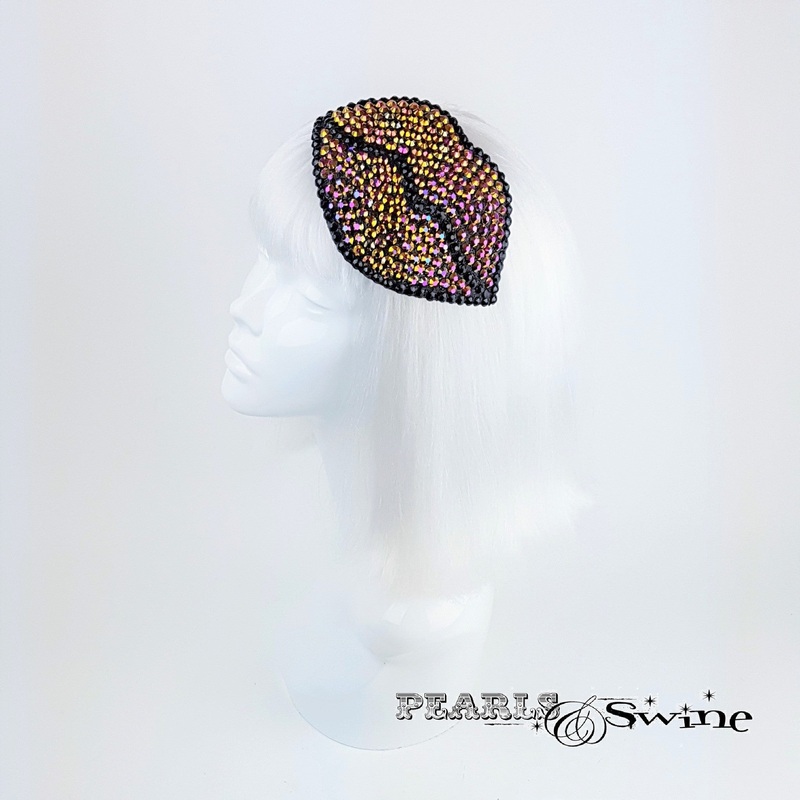 Bejewelled Pop Art Crystal Lips Hat Luscious