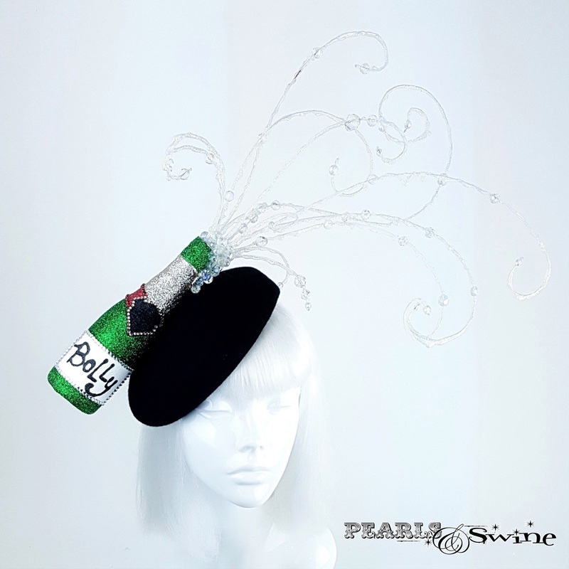 Champagne Bottle Glitter Hat Bubbles