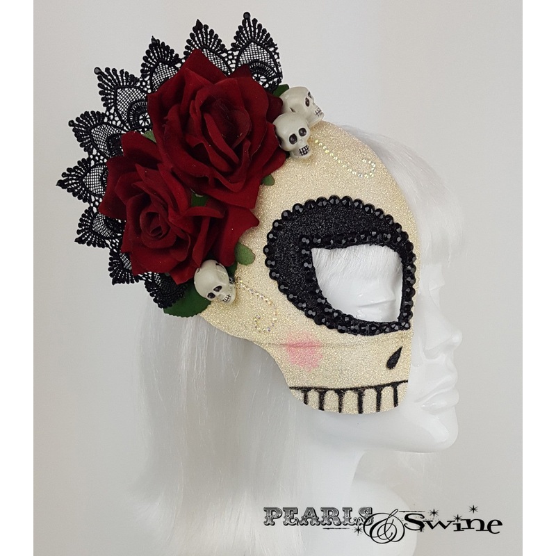 Day Of The Dead Half Mask Fascinator La Calavera Catrina