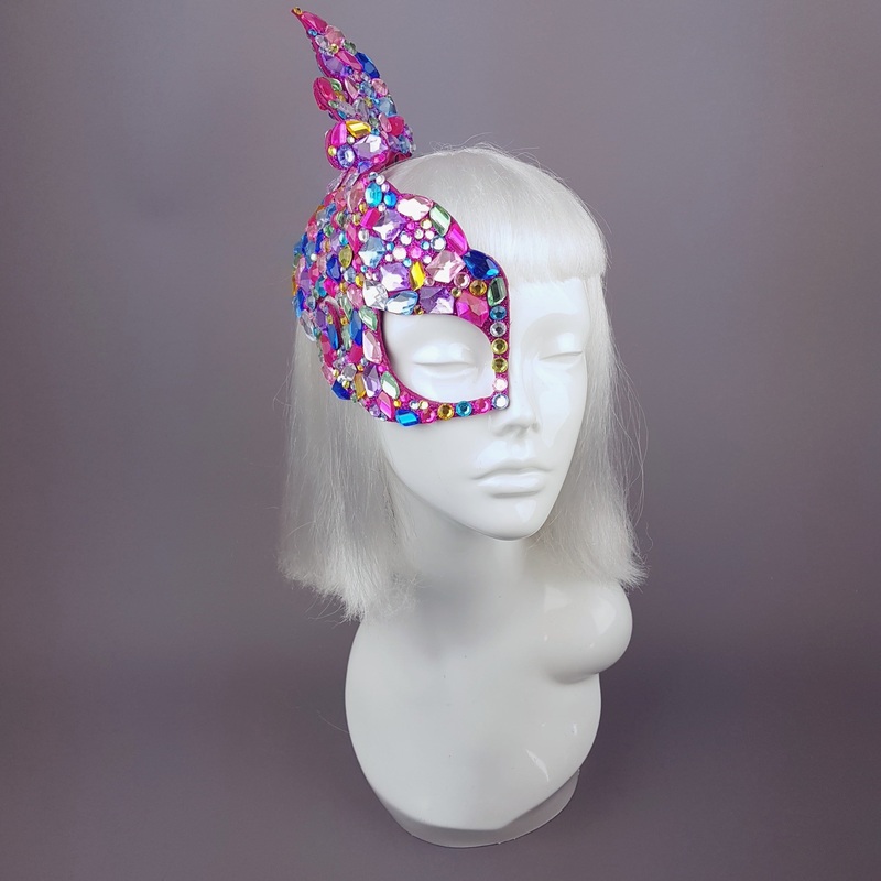 Discobaby 80s Inspired Rainbow Jewel Half Mask