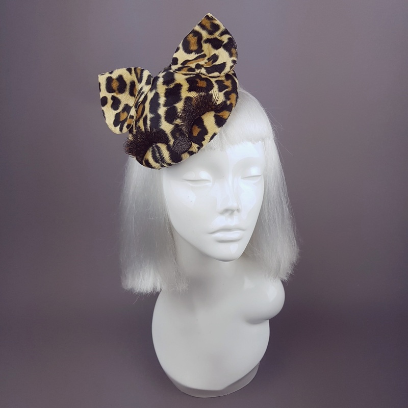 Fluffy Leopard Print, Cat Ears Fascinator