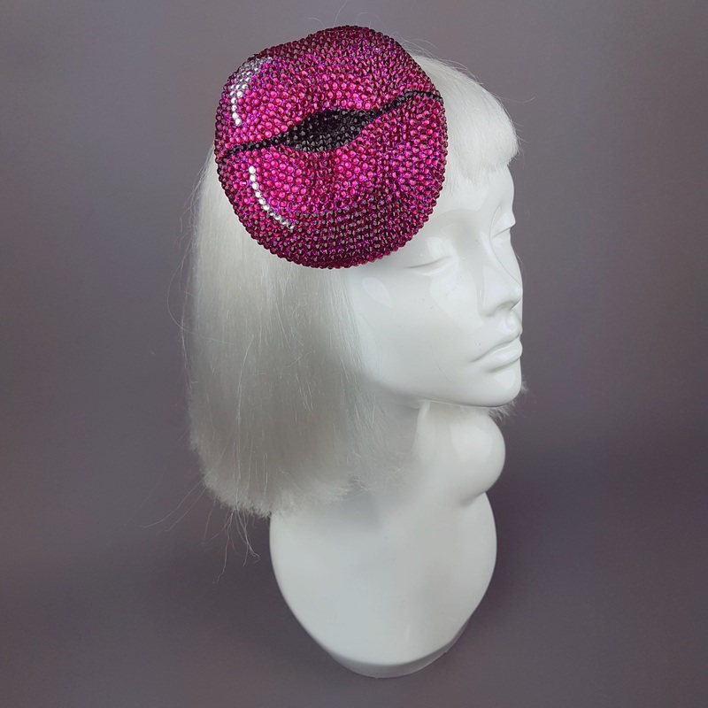 Fuchsia Pink Crystal Lips Hat L'Amour