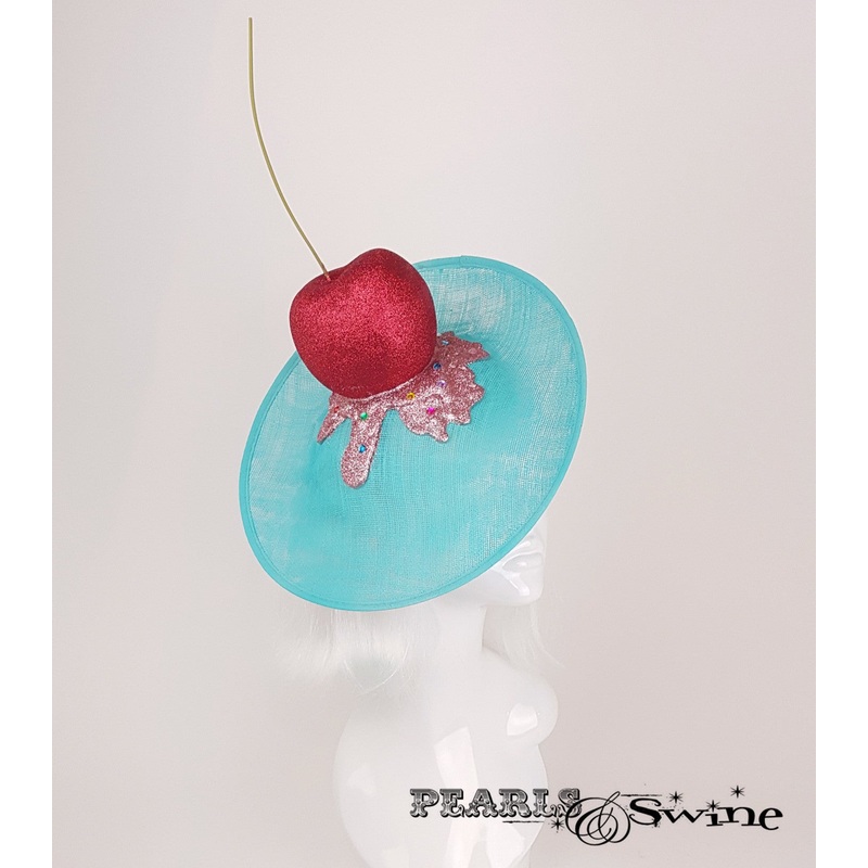 Giant Cherry Cupcake Glitter Hat Icing