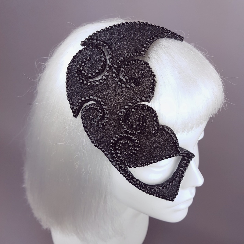 Incognito Small Glitter Black Half Mask