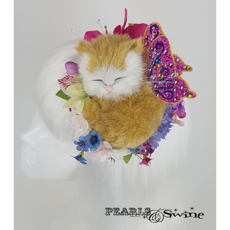 Sleeping Kitten Butterfly Flower Hat Catterfly