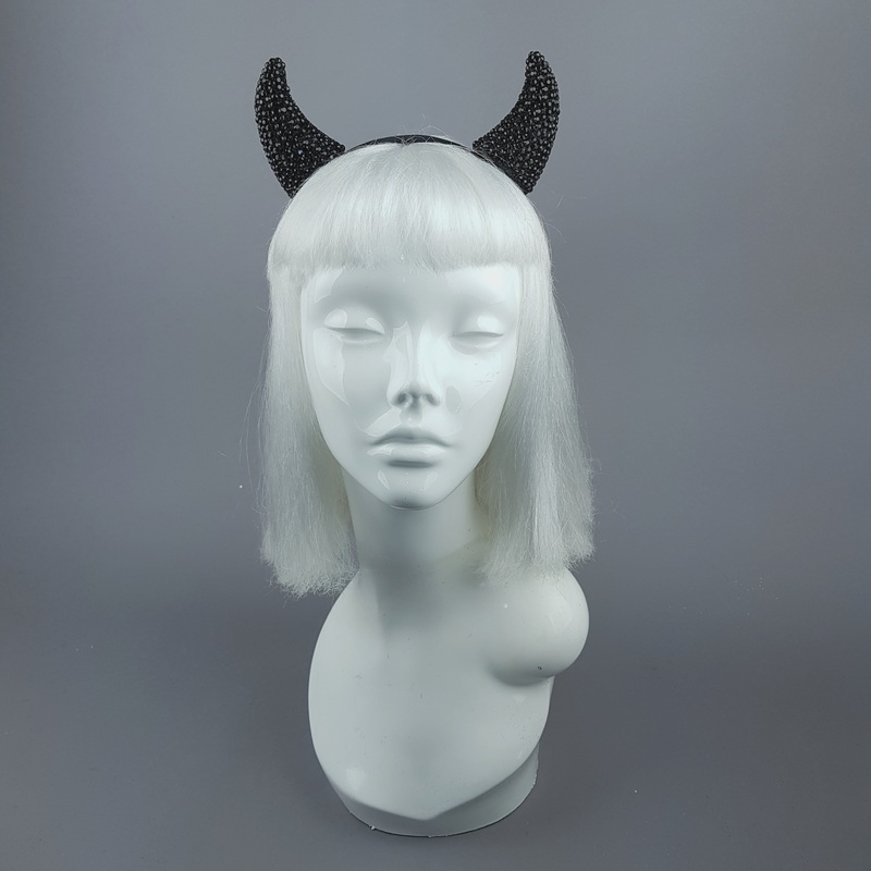 The Devil Inside Black Crystal Horns Headband