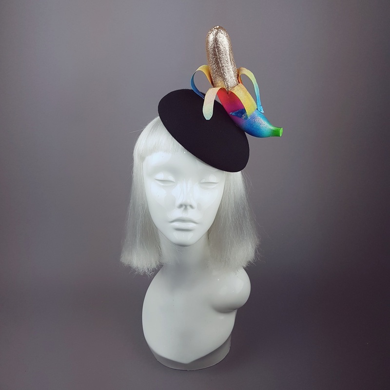 Twink Rainbow Gold Glitter Banana Hat