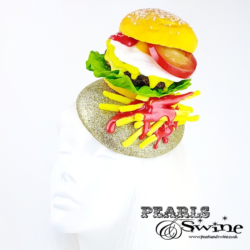 With Fries Glittery Burger Hat