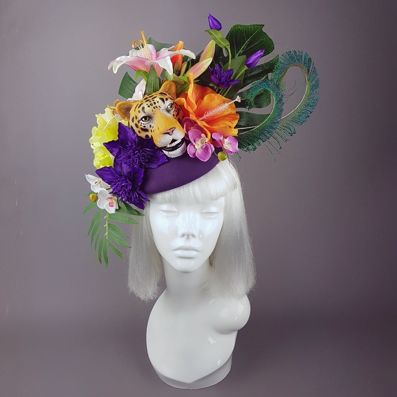 Bali Tiger Colourful Tropical Flower Fascinator Hat