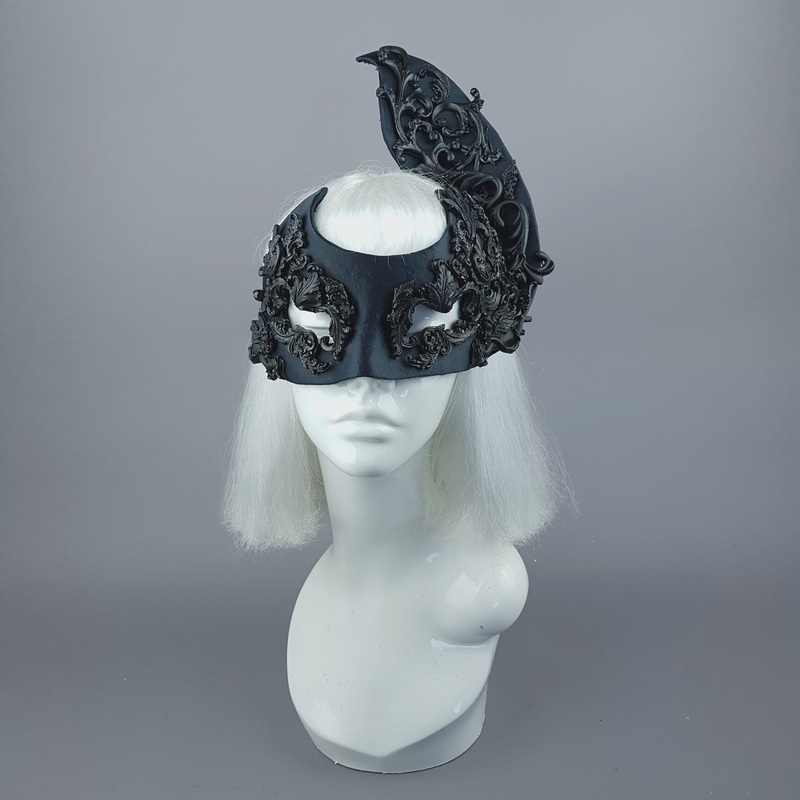 Besotted Black Satin Filigree Mask