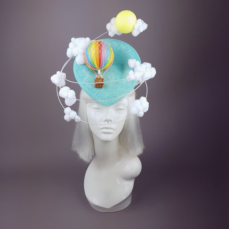 Day Dreamer Hot Air Balloon, Sun, Clouds Fascinator Hat