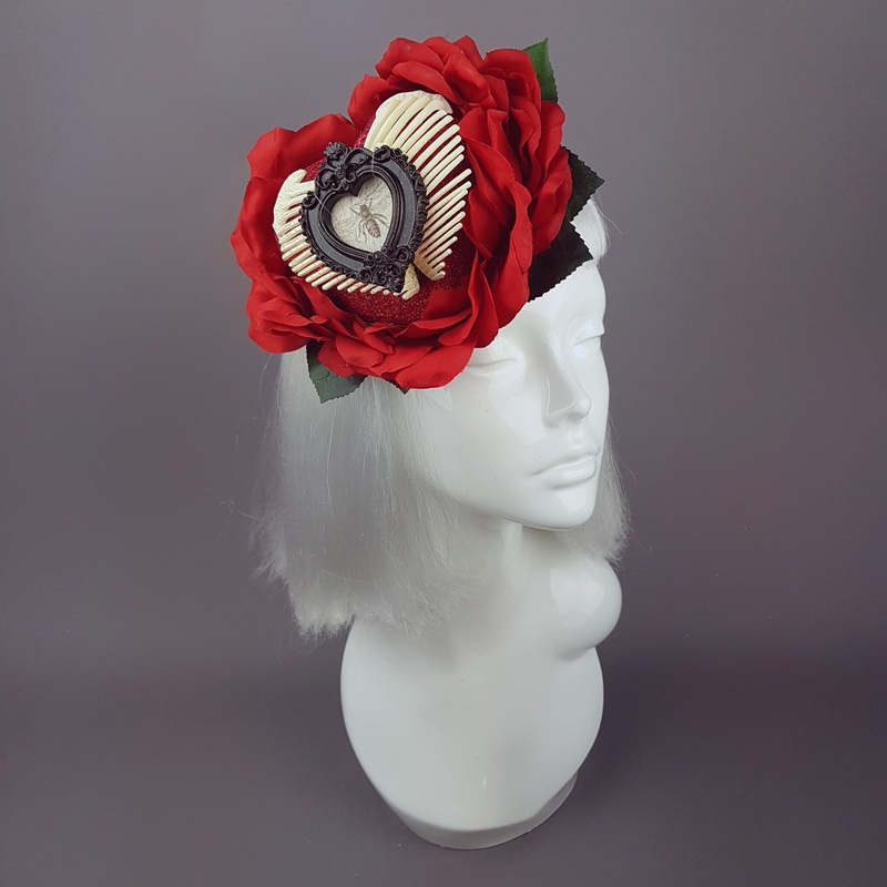 Enchantment Gothic Red Rose Heart Hat