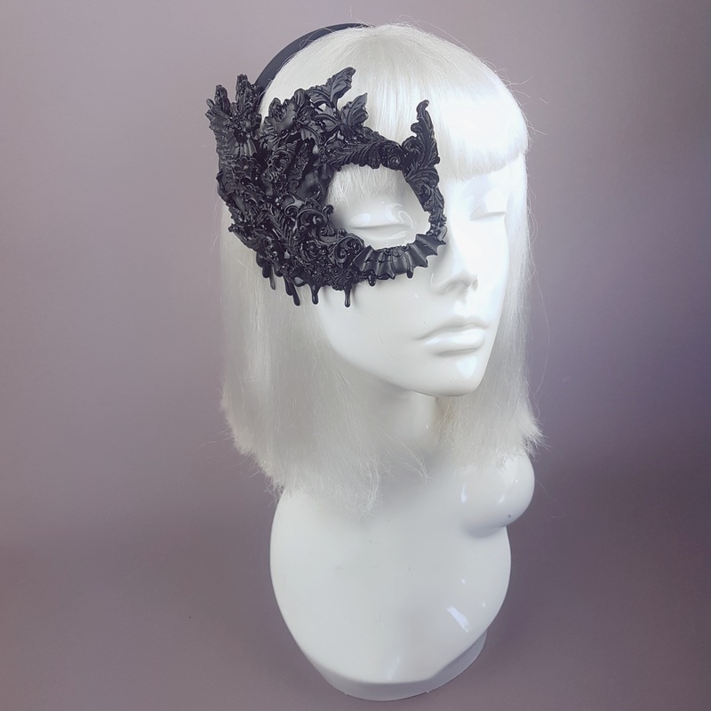 Fallen Black Filigree Baroque Gothic Mask