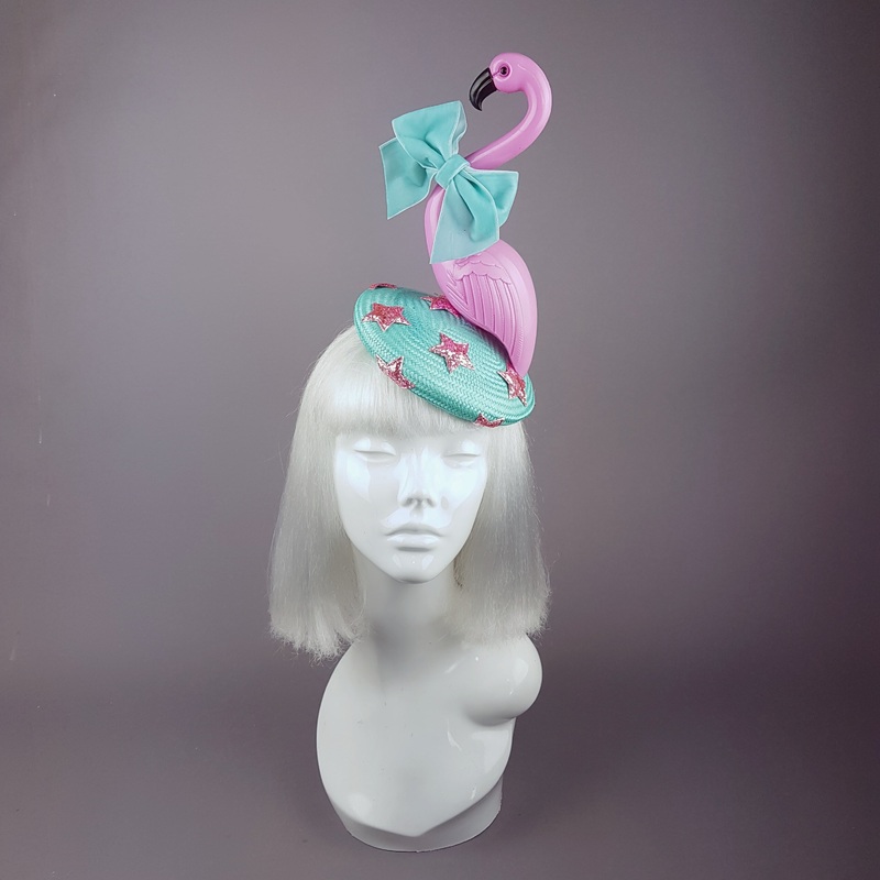 Fifi la Floo Pastel Pink & Blue Flamingo Fascinator Hat