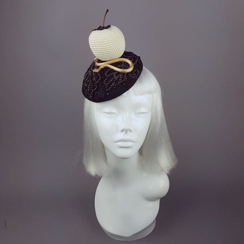 Forbidden Fruit Pearl Apple & Snake Crystal Hat