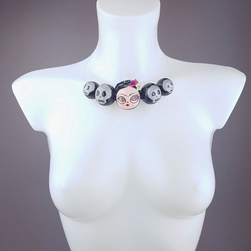 Frida Skulls DollFace Necklace