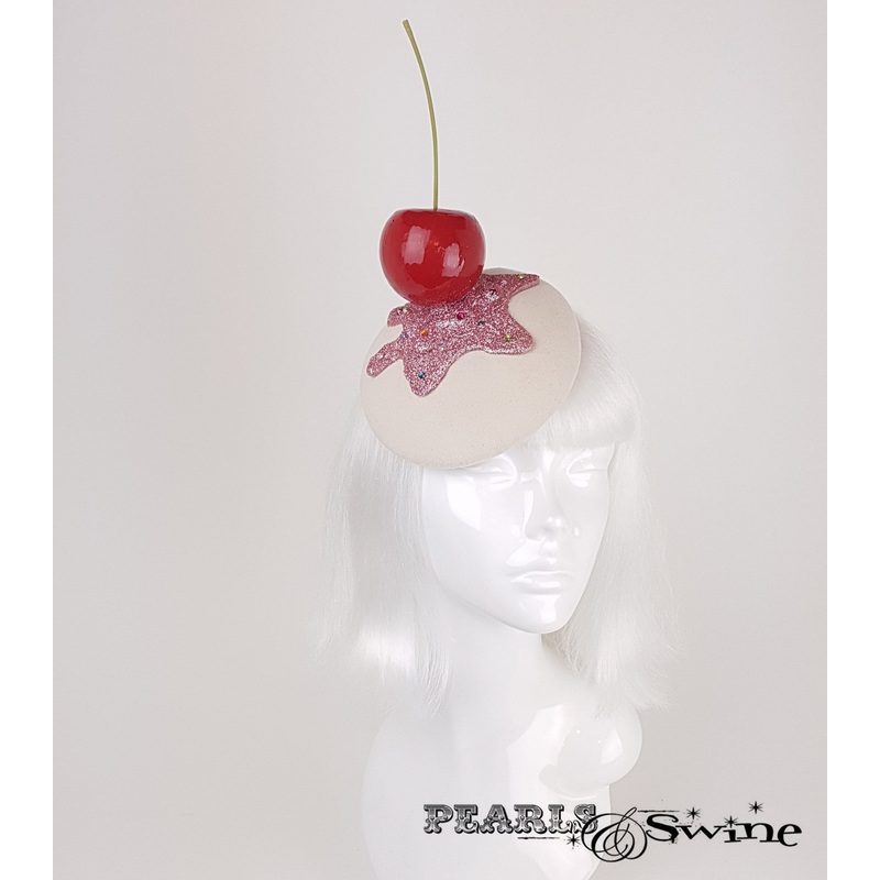 Giant Cherry Cupcake Glitter Hat Lickable
