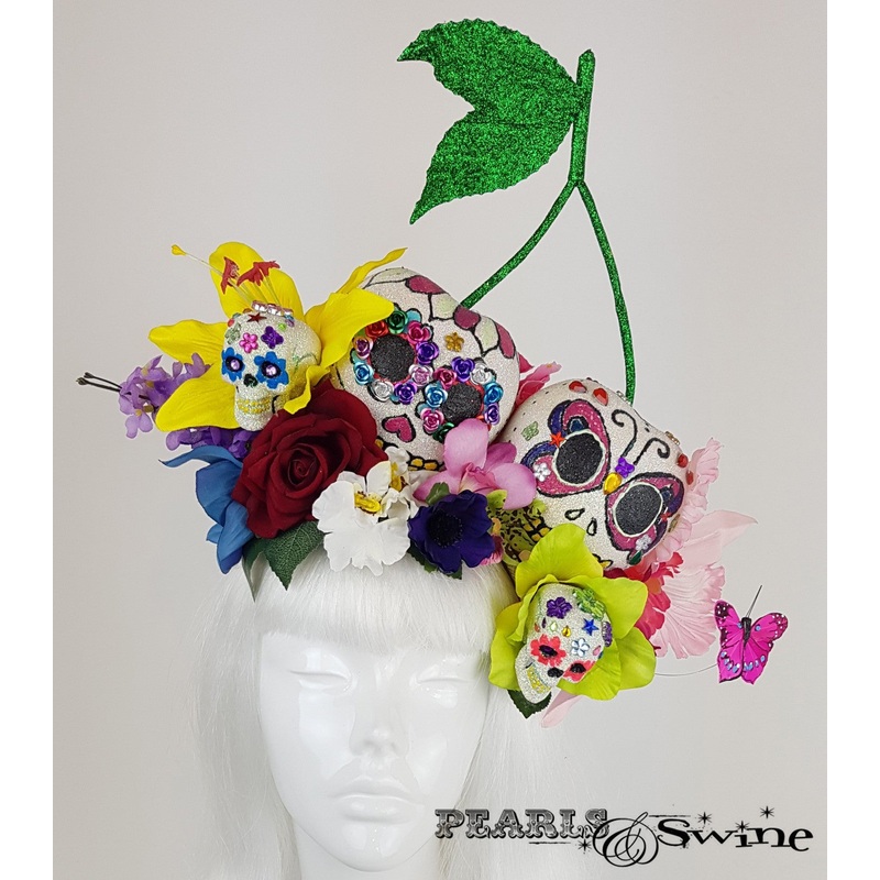 Giant Cherry Sugar Skull Hat Fantaisie